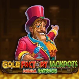 Gold Factory Jackpots Mega Moolah online game logo by Aurum Signature Studios on spinstarr.com